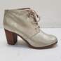 Toms Lunata Gold Metalic Heeled Ankle Boot Lace Up US 7 image number 1