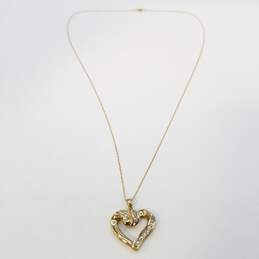 10K Gold Diamond Heart Pendant Necklace 3.3g