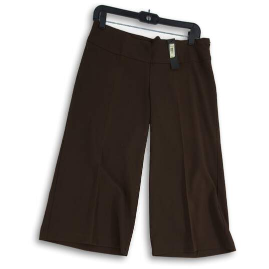 NWT The Limited Womens Brown Flat Front Side Zip Wide Leg Cropped Pants Size 4 image number 1