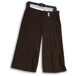 NWT The Limited Womens Brown Flat Front Side Zip Wide Leg Cropped Pants Size 4