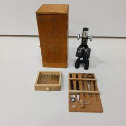 Vintage HOC Mini Microscope Kit In Wooden Box