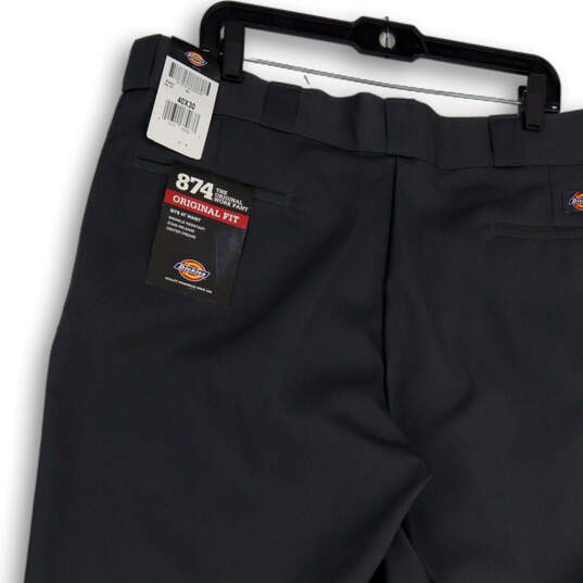 Mens Gray Flat Front Pockets Original Fit Straight Leg Dress Pants Sz 40x30 image number 4