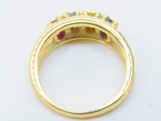 14K Gold Ruby Yellow & Dark Blue Sapphire & Aqua Rope Split Band Ring 4.1g image number 4