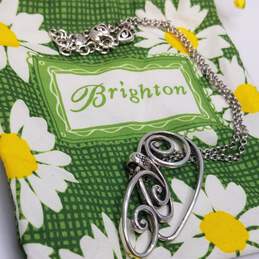 Brighton Silver Tone Rock & Roll Scroll Pendant 18inch Necklace W/Bag 16.8g