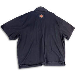 Mens Black Spread Collar Short Sleeve Button-Up Shirt Size 5XL alternative image