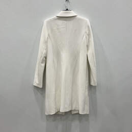 Womens White Notch Lapel Long Sleeve Welt Pockets Overcoat Size Small alternative image