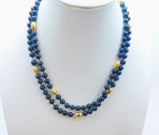 14k Yellow Gold & Onyx Beaded Necklace 32.3g image number 2