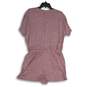 NWT Womens Pink Heather Surplice Neck Drawstring Sleeve One-Piece Romper Sz M image number 2