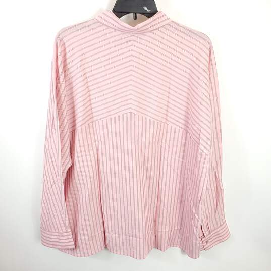 Foxcroft NYC Women Pink Metallic Striped Shirt Sz 18 NWT image number 2