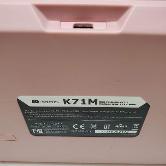 Pink iRocks K71M RGB Illuminated Mechanical Keyboard For Parts/Repair image number 3