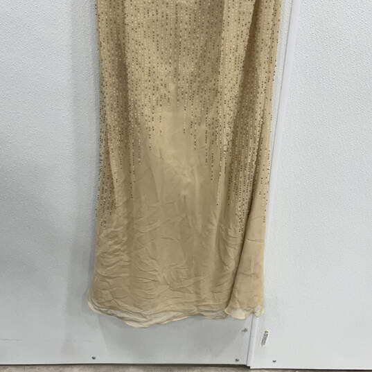 Womens Beige Sequin Strappy Sweetheart Neck Back Zip A-Line Dress Size 12 image number 4