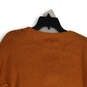 NWT Womens Orange White Knitted Crew Neck Long Sleeve Pullover Sweater Sz M image number 4