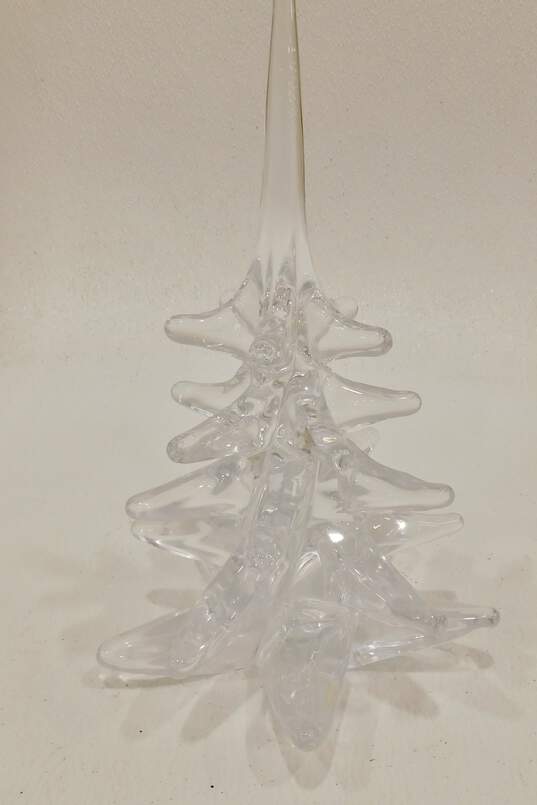Vintage Marcolin Sweden Signed Clear Art Glass 10in. Christmas Tree Figurine image number 1