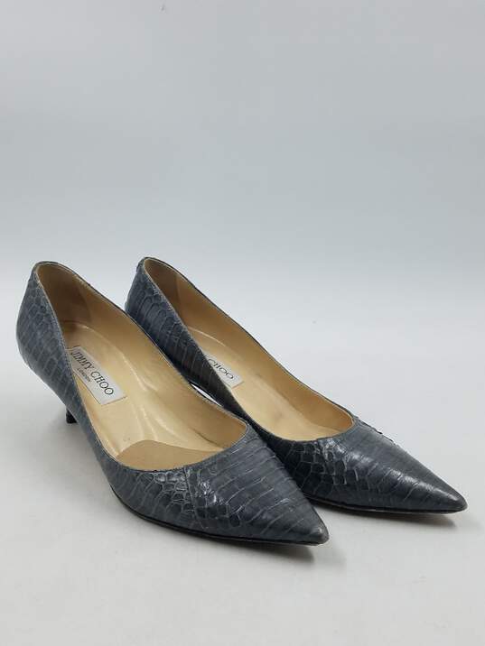 Authentic Jimmy Choo Gray Snakeskin Pumps W 6 image number 3