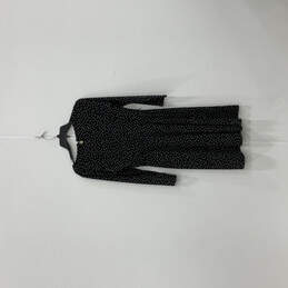 Womens Black Polka Dot Long Sleeve V-Neck Back  Zip A-Line Dress Size 6 alternative image