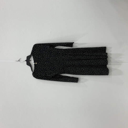 Womens Black Polka Dot Long Sleeve V-Neck Back  Zip A-Line Dress Size 6 image number 2