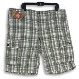 NWT Dockers Mens Multicolor Plaid Flat Front Cargo Shorts Size 40
