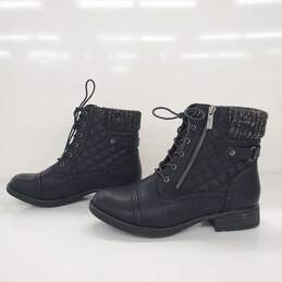 STQ Women's Side Zip Warm Black Buckle Combat Boots Size 11