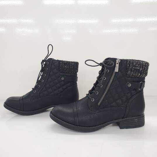 STQ Women's Side Zip Warm Black Buckle Combat Boots Size 11 image number 1