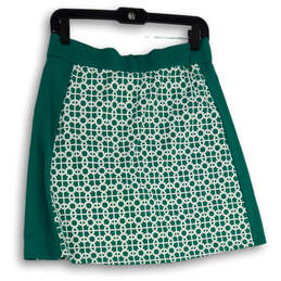 Women's Green White Printed Elastic Waist Pull-On Mini Skirt Size 8 alternative image
