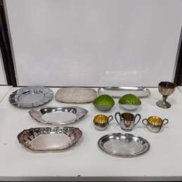 Bundle of Assorted Pewter/Silverplate Plates, Cups and More