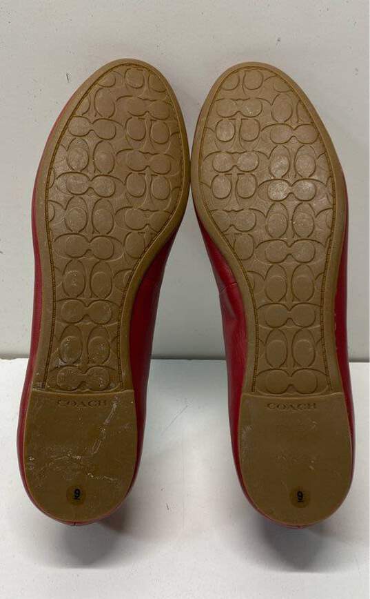 Coach Leather Beni Ballet Flats Red 9 image number 6