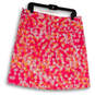Womens Pink Floral Flat Front Slash Pocket Side Zip Short Mini Skirt Sz 12 image number 2