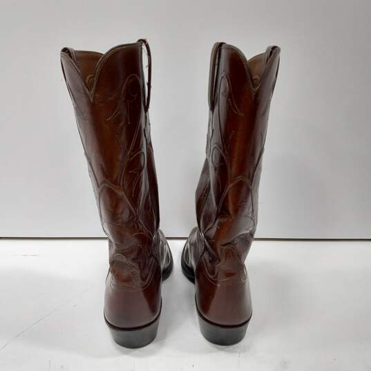 Men's Lucchese handmade Brown Cowboy Boots Size 8.5 image number 3