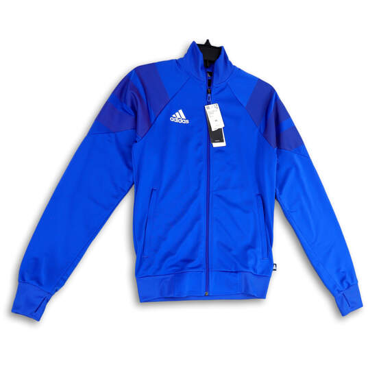 NWT Mens Blue Long Sleeve Mock Neck Pockets Full-Zip Track Jacket Size XS image number 1
