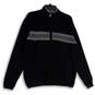 NWT Mens Black Knitted Mock Neck Long Sleeve Full-Zip Sweater Size Large image number 1