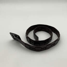 Mens Brown Black Leather Textured Buckle Adjustable Fashion Belt Size 95
