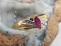 10K Yellow Gold Marquise Cut Ruby Diamond Accent Ring 1.8g image number 2