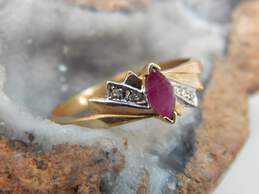 10K Yellow Gold Marquise Cut Ruby Diamond Accent Ring 1.8g alternative image