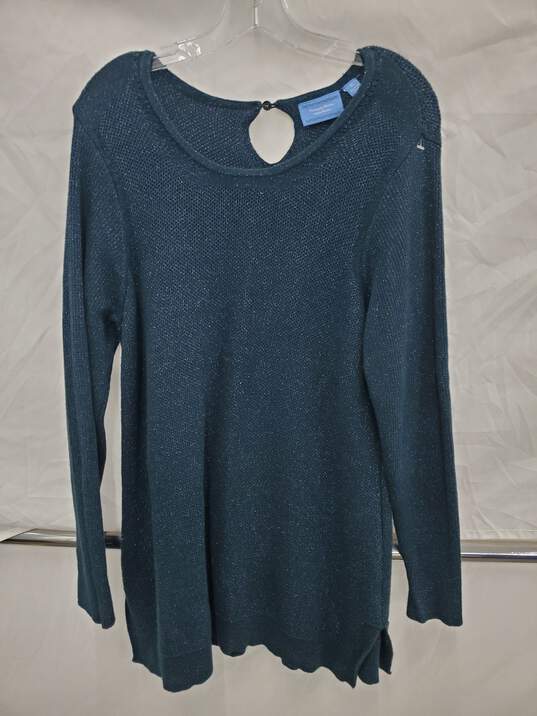 Simply Vera Women Peacock Sparkle Knit SWEATER Size XL Used image number 1