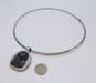 Mexican Artisan 925 Sterling Silver Faux Onyx Pendant Collar Necklace 33.3g image number 3