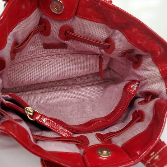 Dooney & Bourke Chiara Red Patent Leather Drawstring Handbag image number 8