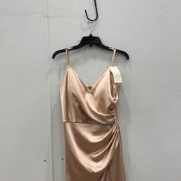 NWT Revelry Womens Pink Satin Sleeveless Ruched Back Zip Long Maxi Dress Size 12 alternative image