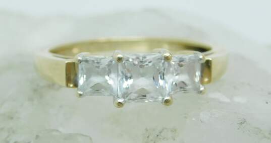 14K Yellow Gold Princess Cut CZ 3 Stone Ring 3.0g image number 1