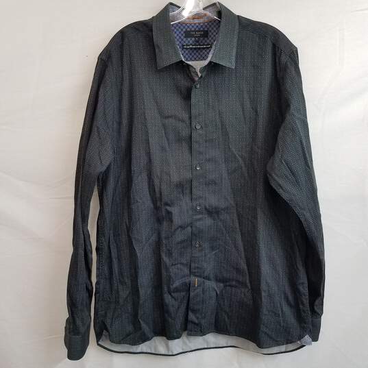 Ted Baker dark blue button down men's dress shirt size 6 image number 1