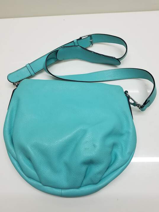 AUTHENTICATED Marc by Marc Jacobs Turquoise Leather Foldover Crossbody Bag image number 3