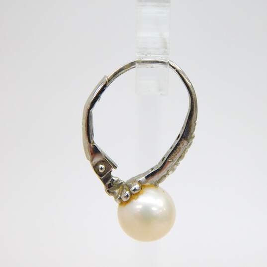 Romantic 925 Sterling Silver Pearl & Beaded Chain Necklaces & Bracelet Pearl CZ Hoop Earrings Love Rose & Heart CZ Rings 17.5g image number 3