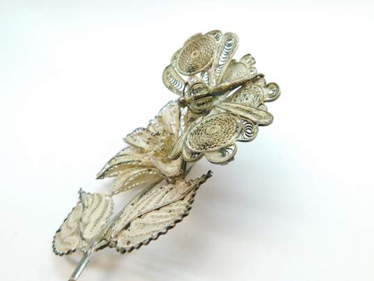 Vintage 925 Spun Filigree Butterfly & Flower Statement Brooches 45.3g image number 8