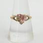 10k Yellow Gold Pink CZ Heart 'Love' Ring 2.5g image number 1