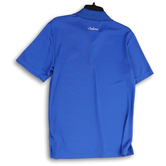 Mens Blue Short Sleeve Spread Collar Regular Fit Golf Polo Shirt Size Small image number 2
