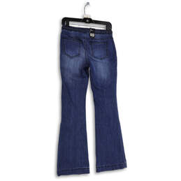 NWT Womens Blue Denim Medium Wash Mid Rise Flared Leg Jeans Size 4 alternative image