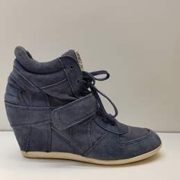 Ash Suede and Canvas Navy Wedge Heels Shoes Size 8.5