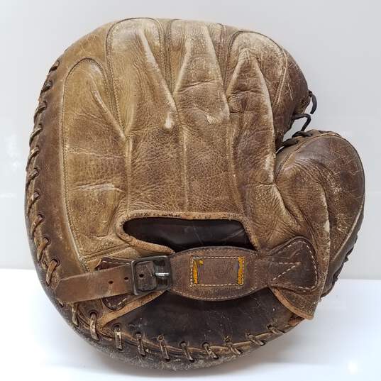 Antique Leather Baseball Left Handed Catcher's Mitt image number 1
