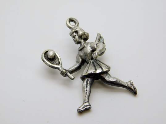 Artisan 925 Cubic Zirconia Accented Martini Ballet Shoe Tennis Angel & Rotary Telephone Charms Variety 12.4g image number 3