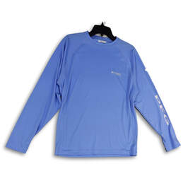 Mens Blue Crew Neck Long Sleeve Pullover Activewear T-Shirt Size Small
