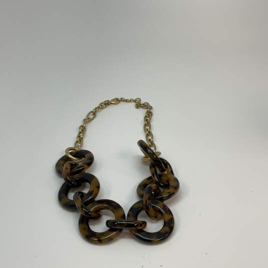 Designer J. Crew Gold-Tone Chain Tortoise Round Shape Statement Necklace image number 3